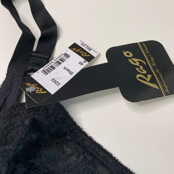 Rago Women's Long Line Bra Style 2202 Black Lace 48B - Picture 2 of 5